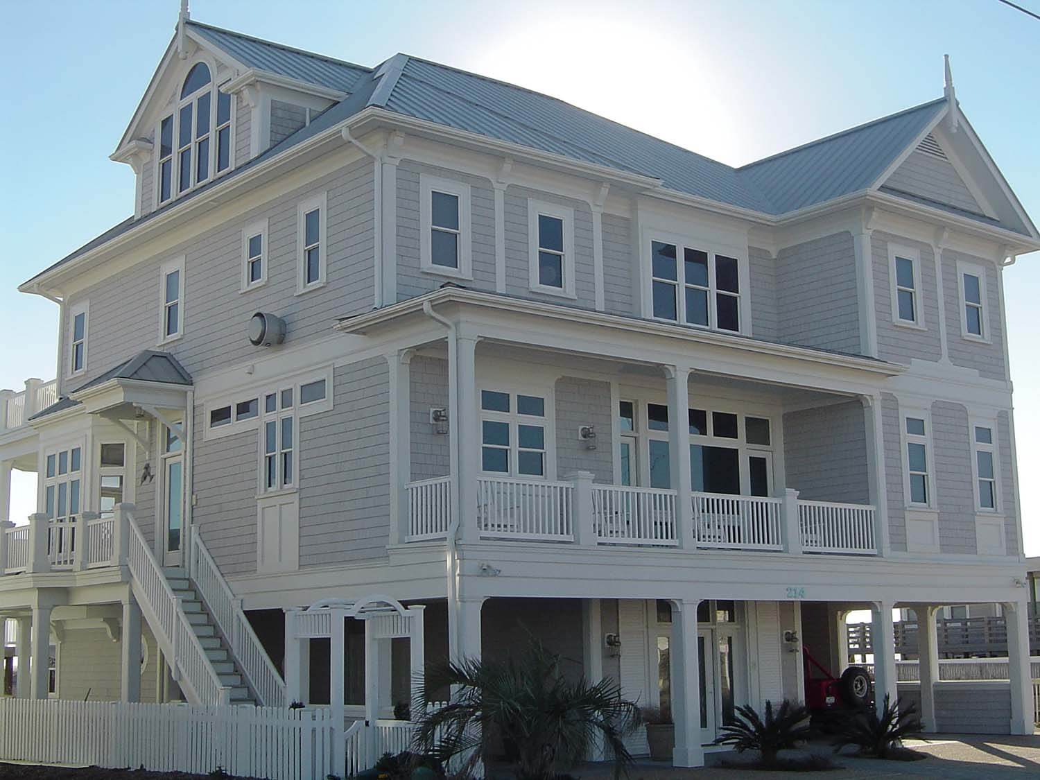 atlantic beach custom home facade in sunlight