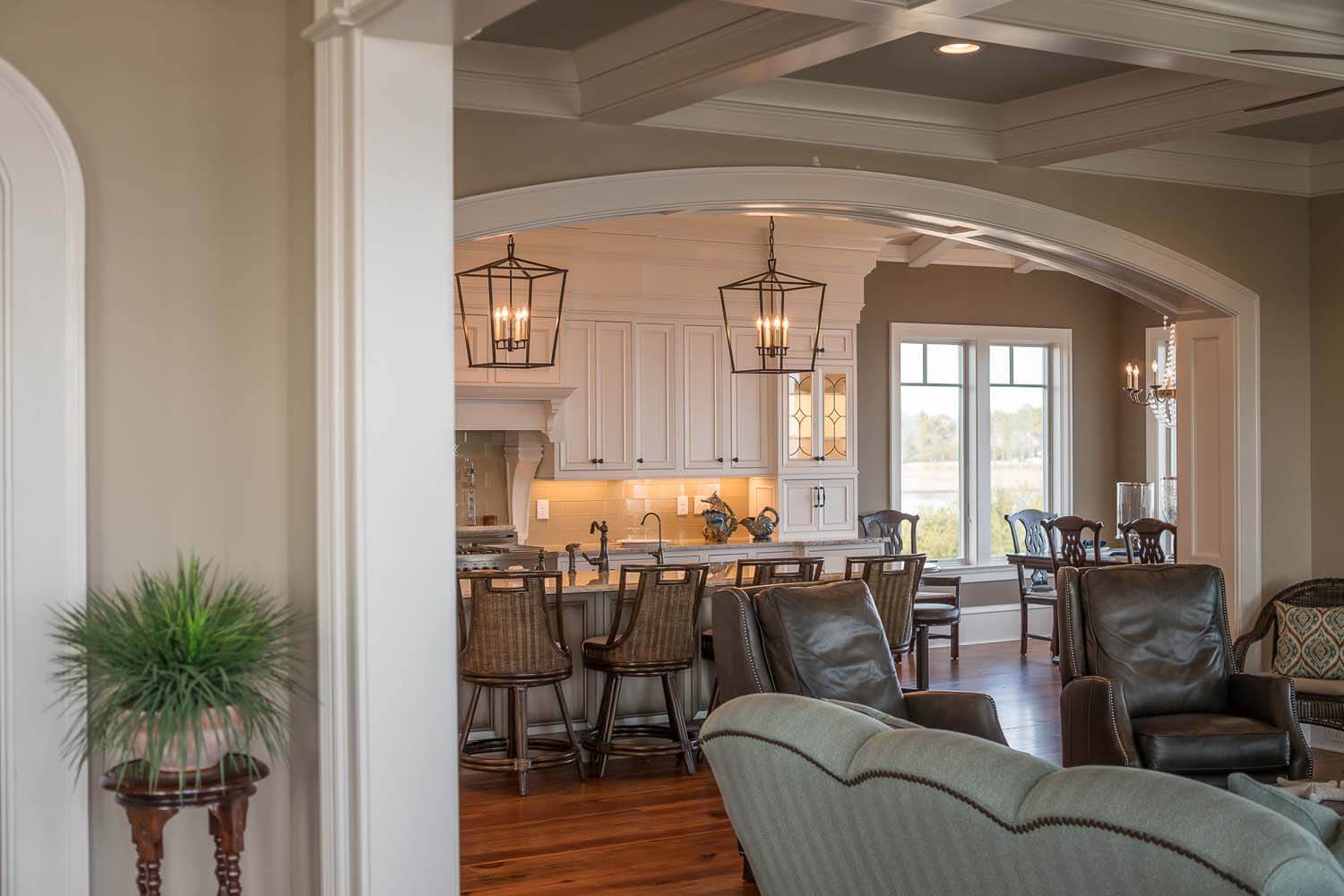 Charlestonian Custom home design NC living room