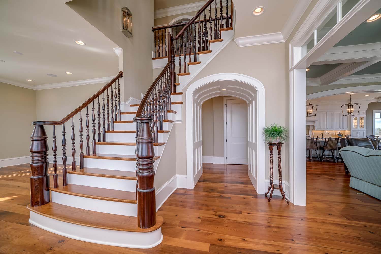 Charlestonian Custom home design NC grand staircase