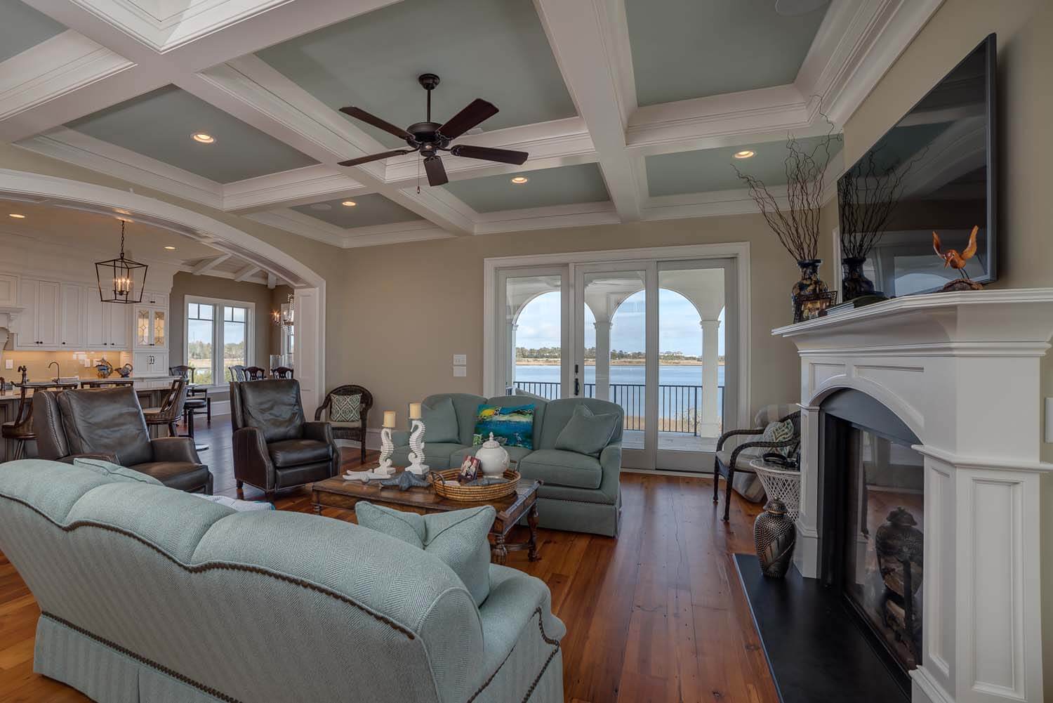 Charlestonian Custom home design NC living room