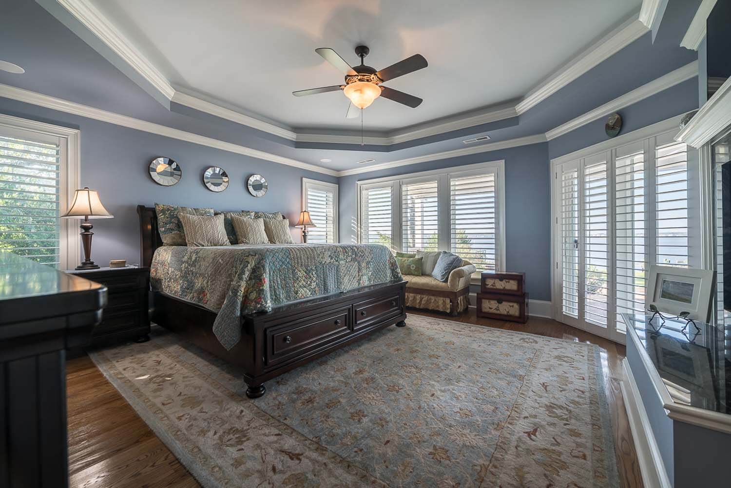 Oak leaf custom home design NC master bedroom